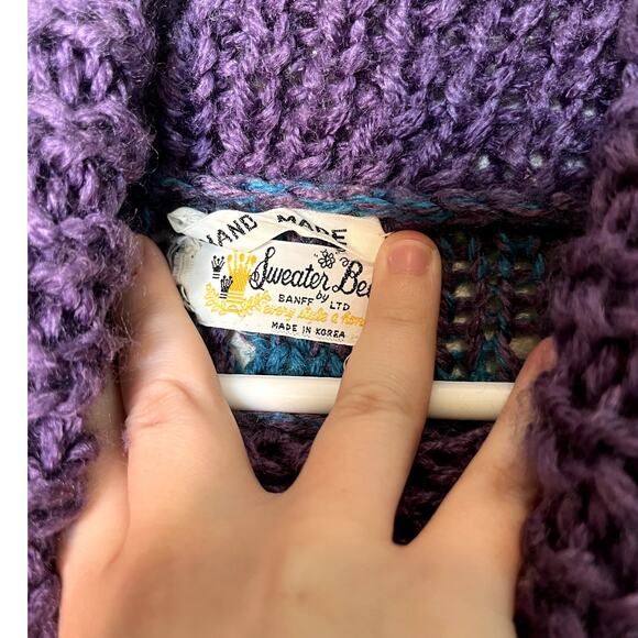 1960s Sweater Bee Banff LTD Fuzzy Stripes Maximalist Soft Turtleneck Sweater M - Picture 2 of 5